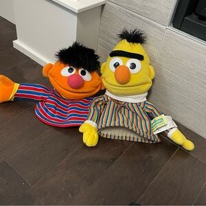 Sesame Street Bert 2003 and Ernie 2010 Plush Hand Puppets